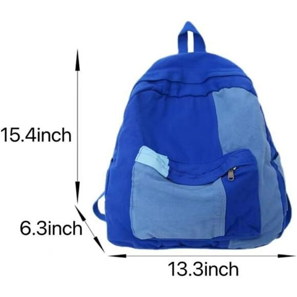 Vintage canvas backpack patchwork boho hippie grunge travel college book bag gre - Picture 3 of 7